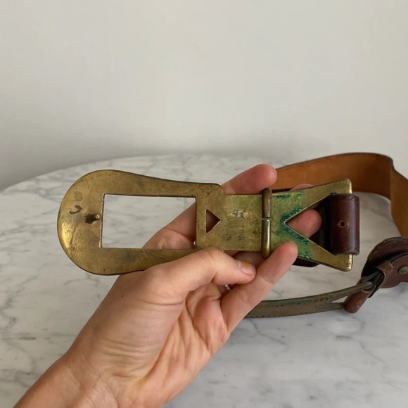 Vintage Brass and Leather Belt
